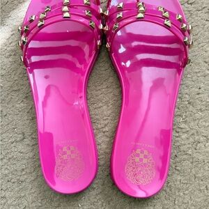 Vince Camuto Hot Pink Studded Slide Sandals